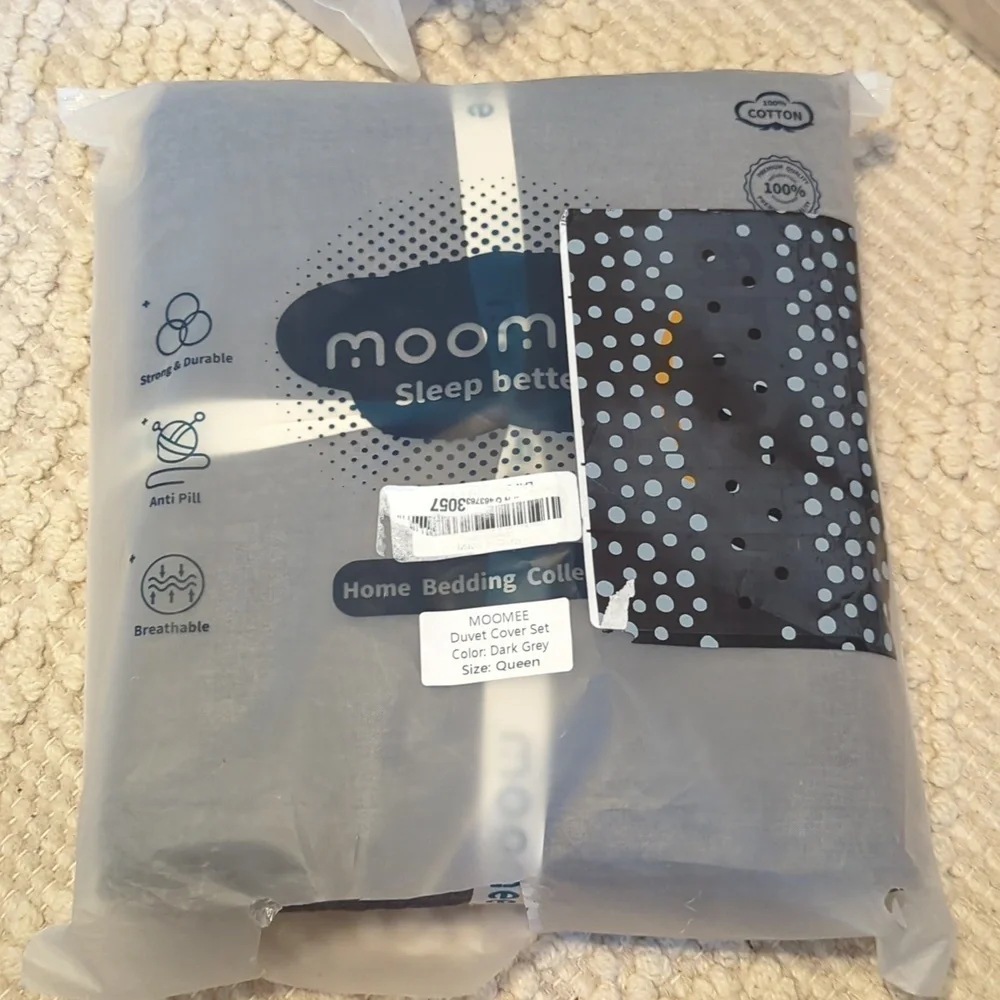 MooMee Bedding Duvet Cover Set 100% Washed Cotton Linen Like Textured Breathable